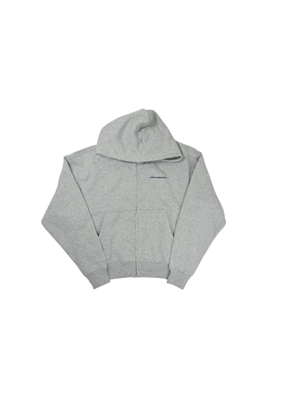 With Consideration Fleece Zip Up Hoodie in Grey